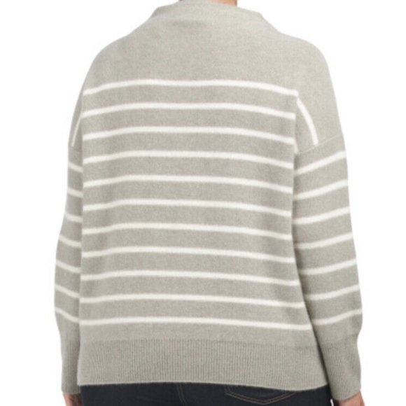 Vince Breton Stripe Boiled Cashmere Funnel Neck $425 NWT - Picture 4 of 8